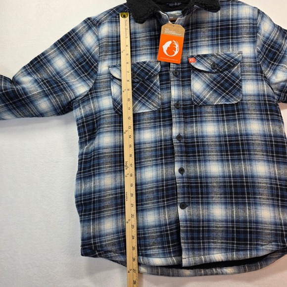 The American Outdoorsman Men's Fleece/Sherpa Lined Flannel Shacket Blue M New - Picture 7 of 8